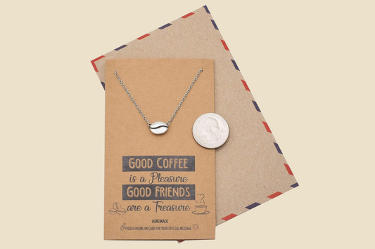 Coffee Bean Necklace & Ring Set - Handmade Gifts for Coffee Lovers