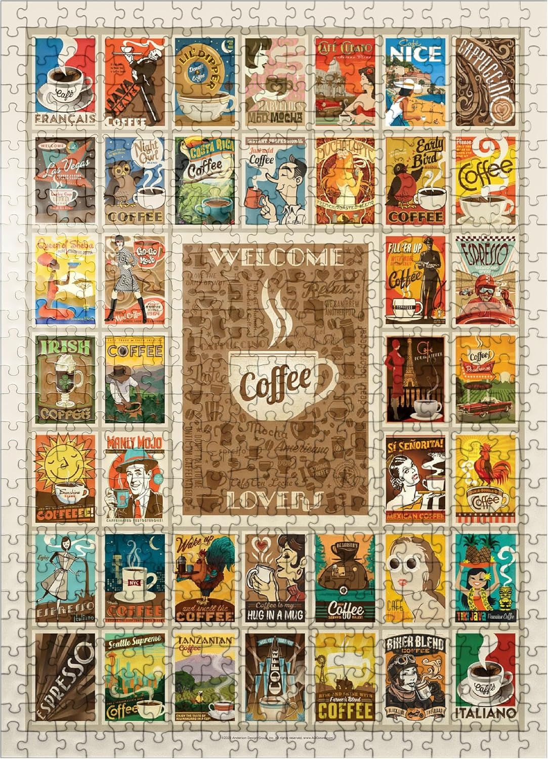 Mypuzzle Coffee Collection: Multi-Image Print, Vintage Poster - Premium 500 Piece Jigsaw Puzzle for Adults