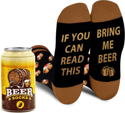 Funny Coffee Beer Orange Juice Can Socks for Men Women -If You Can Read This Bring Me Socks Stocking Stuffers